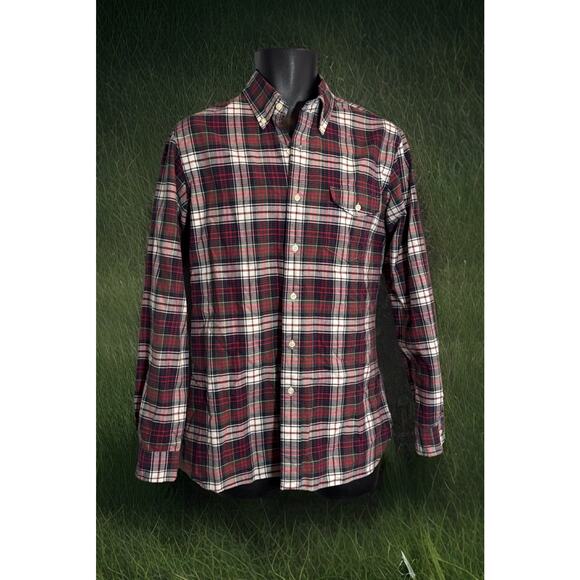 Ralph Lauren Polo Red White Green Blue Windowpane Plaid Medium Long Sleeve Shirt - Picture 2 of 16